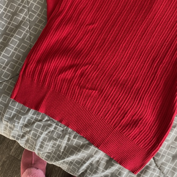 Jubilee red hoodie ribbed v-neck buttoned sweater - Picture 13 of 17